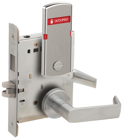 Schlage Grade 1 Privacy with Deadbolt and Coin Turn Mortise Lock, 06 Lever, A Rose, Exterior Indicator Displ L9444 06A 626 L283-722